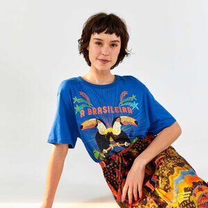 Farm Rio A Brasileira Blue T Shirt, Size M, NWT